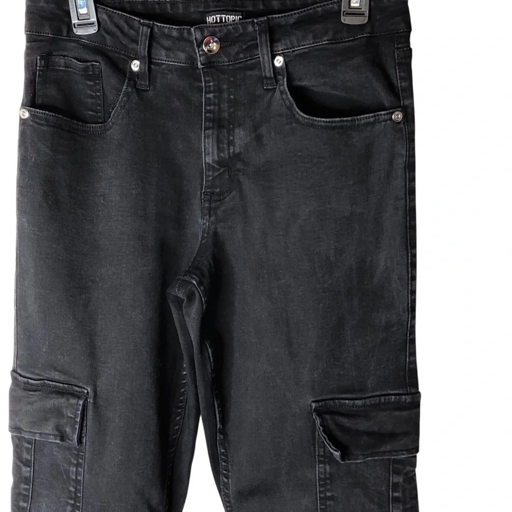 Hot Topic Cargo Flare Jeans Wo’s 10 Jr’s 11 Highrise Zipper Hem Grunge Punk Goth